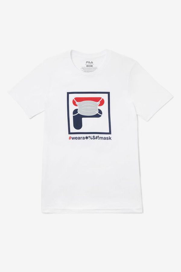 Camisetas Fila Homem Branco - Fila Wear A Mask Graphic Outlet Portugal,VKFW-63910